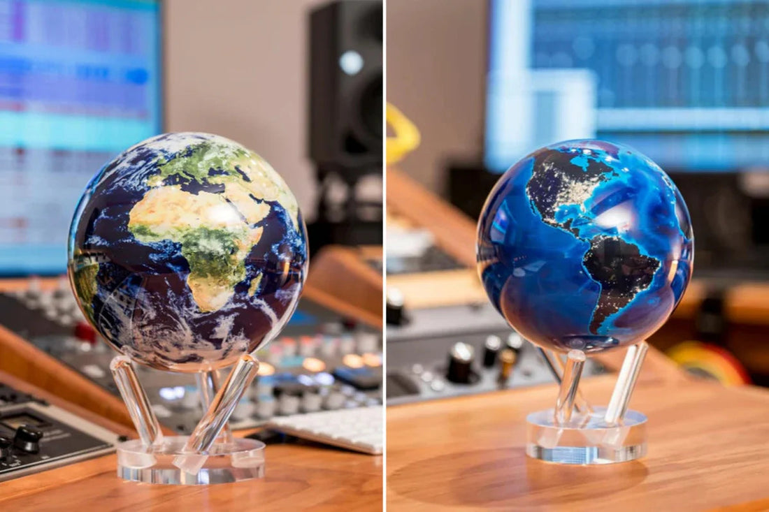 8.5” Self-Rotating Globe Powered by Light | Silent Motion, No Batteries or Wires | Unique Desk Decor